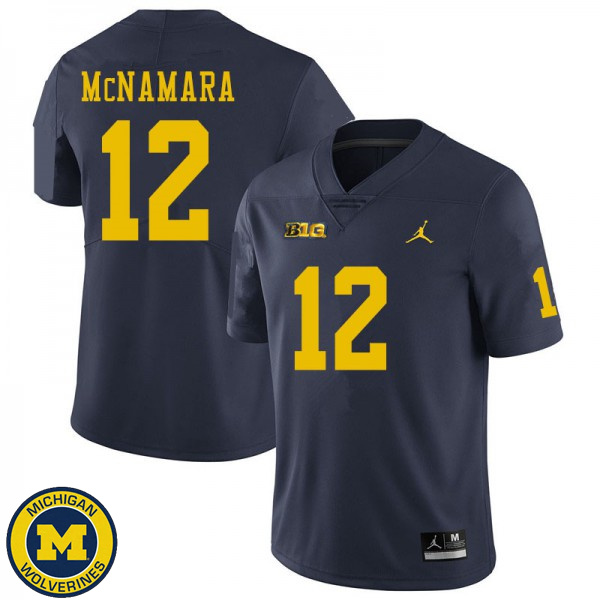 Mens University of Michigan #12 Cade McNamara Navy Replica Game Jersey